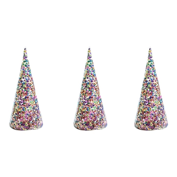 LED Multicolor Sequin Trees, Small, Set of 3 | Chairish