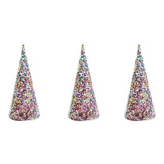 LED Multicolor Sequin Trees, Small, Set of 3 For Sale