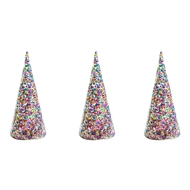 LED Multicolor Sequin Trees, Small, Set of 3 For Sale