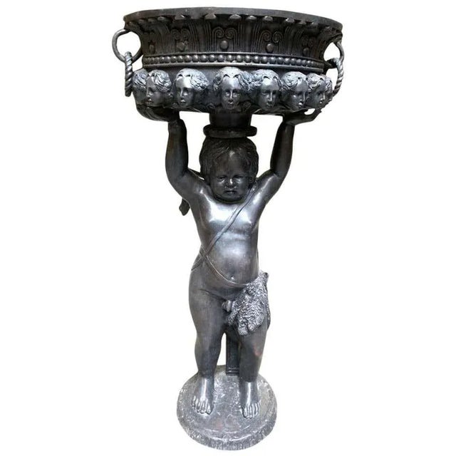 Italian Bronze Cherub Planter, 20th Century For Sale - Image 6 of 6