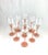 Here is a very classy set of unused Indiana Crystal wine glasses with frosted tulip design stems in a light peach or blush...