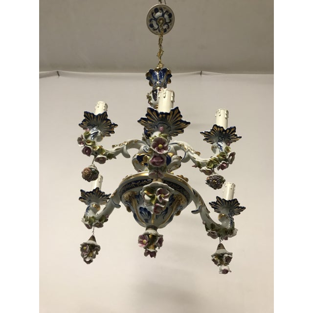 Vintage French Porcelain Flower Chandelier For Sale - Image 18 of 18