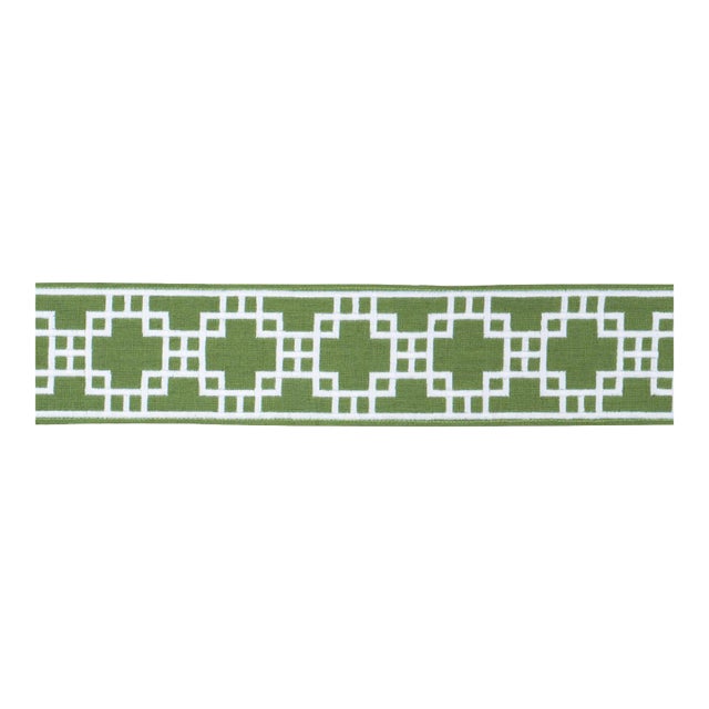SAMPLE - Schumacher Squared Away Trellis Tape In Green For Sale