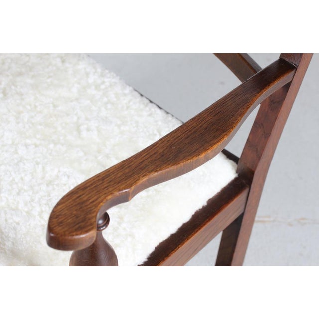 Brown Danish Brutalist Sculptural Handcrafted Lounge Chair in Oak with Leather, 1940s For Sale - Image 8 of 14