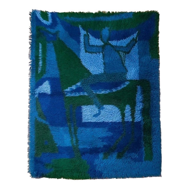 Danish Rya Tapestry Wool Wall Rug by Ege Taepper, Denmark, 1970s For Sale