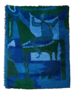 Danish Rya Tapestry Wool Wall Rug by Ege Taepper, Denmark, 1970s