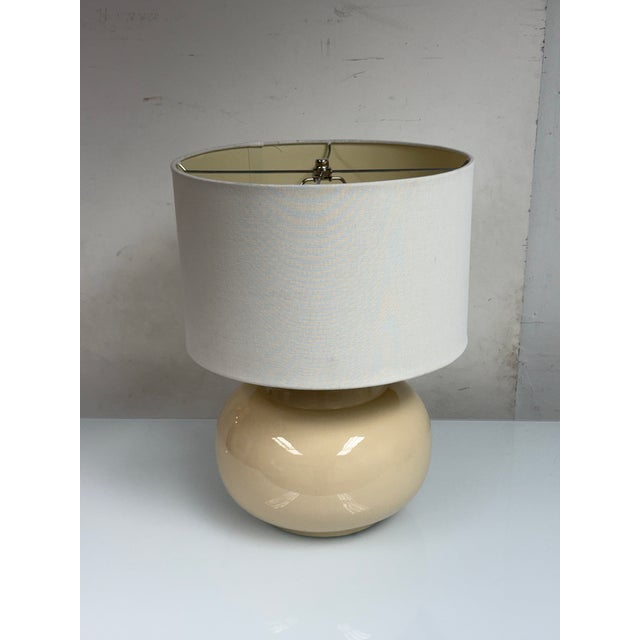 Cream Contemporary Ceramic Table Lamp For Sale - Image 8 of 12