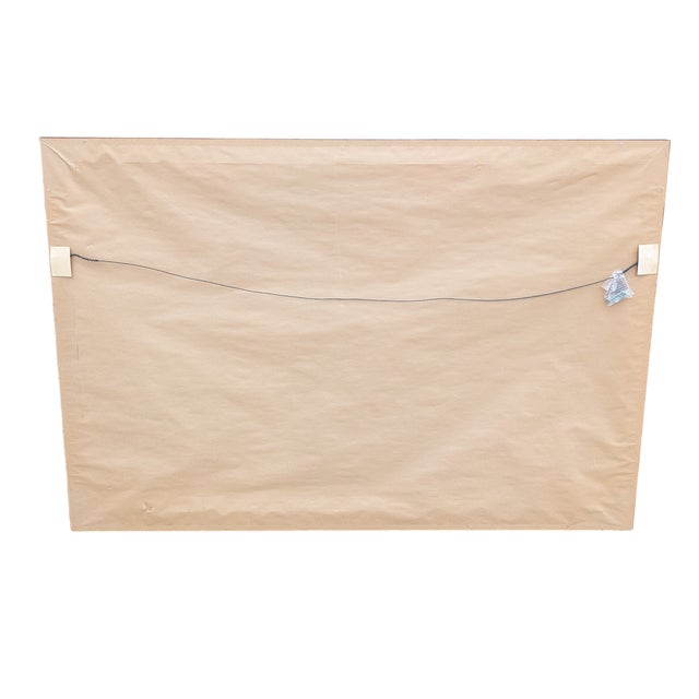 Whimsical framed tapestry out of Turkey by Arthur Sarnoff. Frame has some chips. No glass in frame.