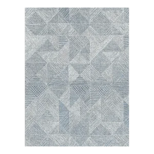 Exquisite Rugs Geometric Tufted New Zealand Wool & Cotton Navy Blue/Ivory Rug-5'X8'