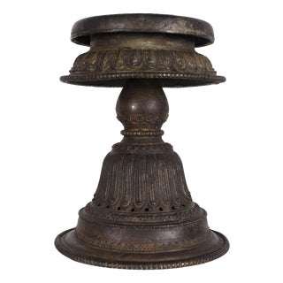 19th Century Traditional Bronze Oil Lamp, Nepal For Sale
