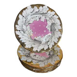 Set of Eight Pink Splash Luster Salad/Dessert Plates For Sale