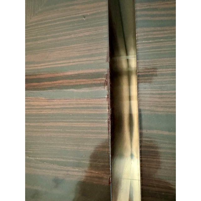 Wood Vintage Pair Cube End Tables With Macassar Ebony Veneer Lacquered & Polished Silver Metal Accents For Sale - Image 7 of 8