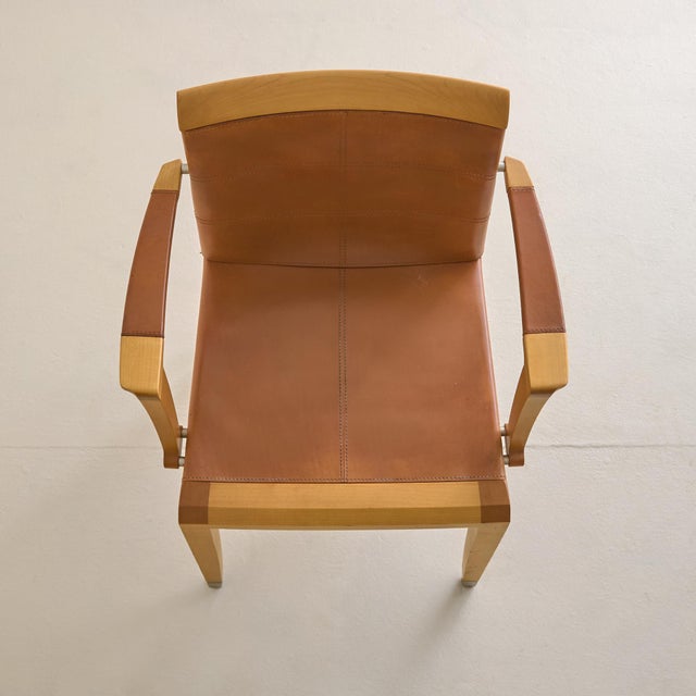 ‘Aro’ Leather + Cherry Wood Armchair by Chi Wing Lo for Giorgetti - 2 Available For Sale - Image 9 of 14