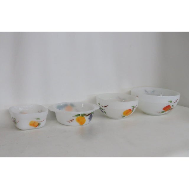 Anchor Hocking Fire King Fruit Mixing Serving Bowls Milk Glass Set of Four 4720b For Sale - Image 17 of 17