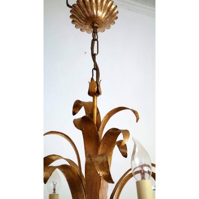 Gold Gilded Metal 6-Light Chandelier by Hans Kögl, 1970s For Sale - Image 8 of 14