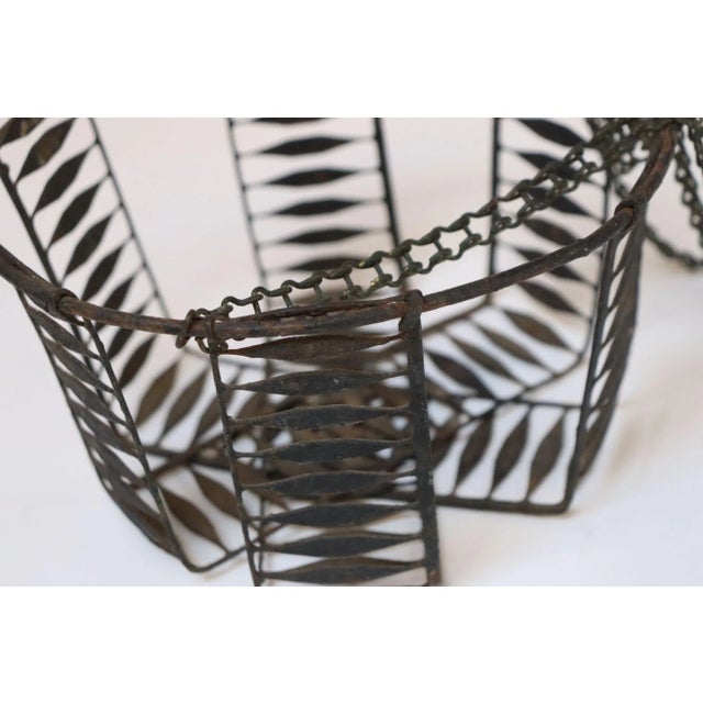 Antique American Primitive Hanging Wire Egg Basket / Planter For Sale - Image 14 of 18