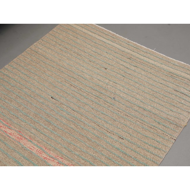 1970s Vintage Handmade Wool Cotton Beige Runner Rug For Sale - Image 4 of 11