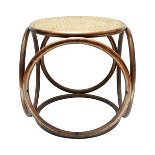 Vintage Bentwood & Cane Ottoman For Sale