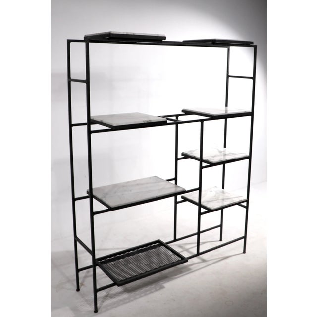 Mid-Century Modern Iron and Marble Shelf with Adjustable Shelves Attributed to Weinberg For Sale - Image 3 of 13