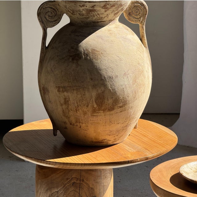 Teak Side Table with Circular Top and Column Base For Sale - Image 4 of 14