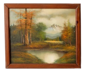 Mid-Century Landscape Painting on Canvas