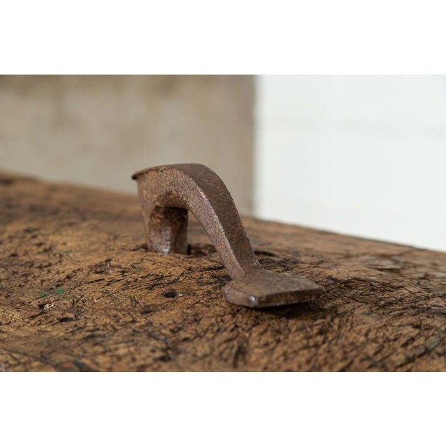 19thc French Elm Cobblers Bench Console, 1890 For Sale - Image 13 of 18