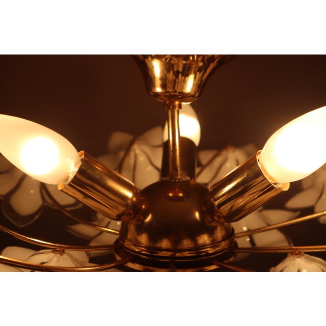 Austrian White Murano Flowered Glass Hanging Lamp, 1990s For Sale - Image 16 of 18