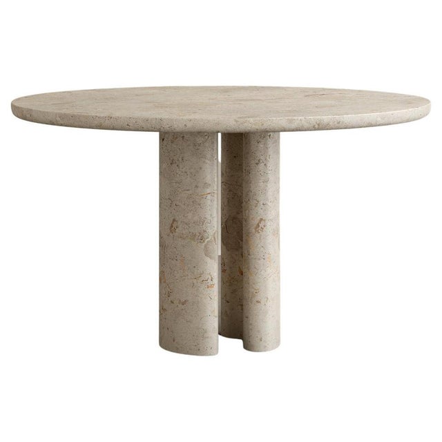 Stone Roman Dining Table II in Cappucino Limestone by Paloma Editions For Sale - Image 7 of 7