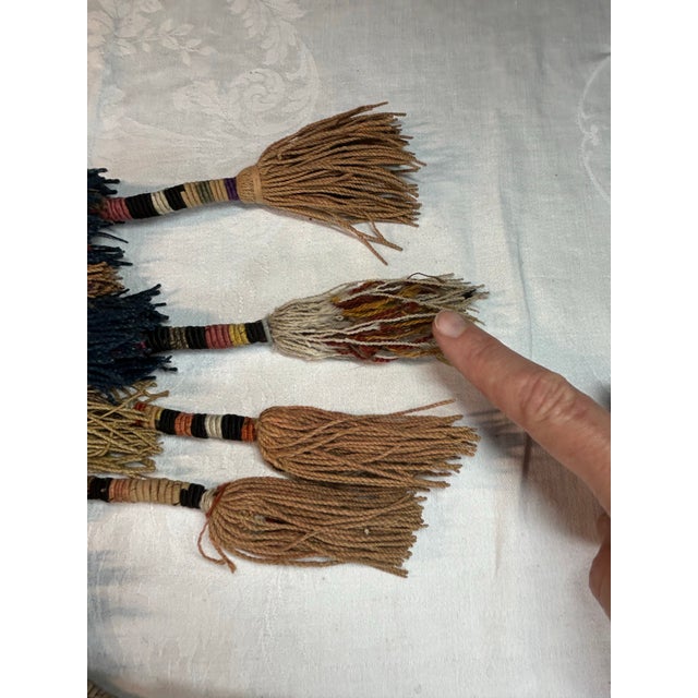 Tribal Antique Yomut Turkmen Spindle Bag Igsalyk Long Tassels Multicolor Wool For Sale - Image 3 of 10