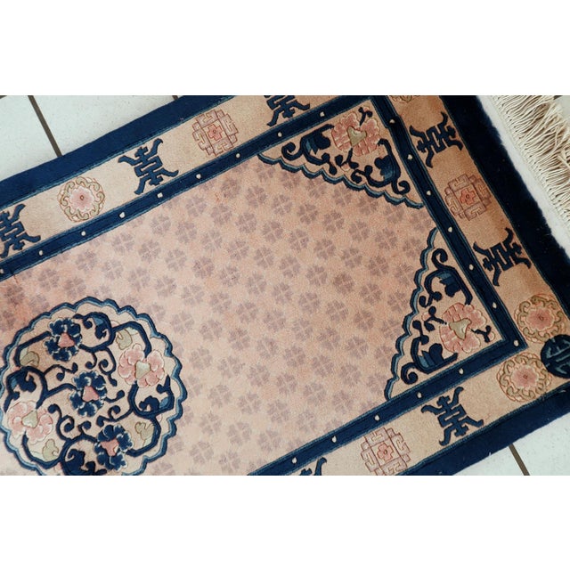Textile 1960s, Vintage Chinese Art Deco Rug 2' X '5 For Sale - Image 7 of 12