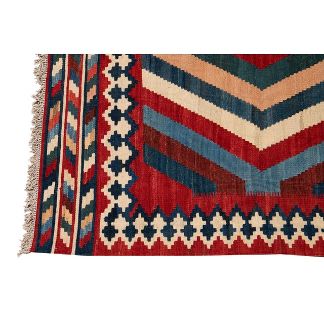 Tan 21st Century Modern Kilim Rug 6 '1'' X 9' 2''. For Sale - Image 8 of 12