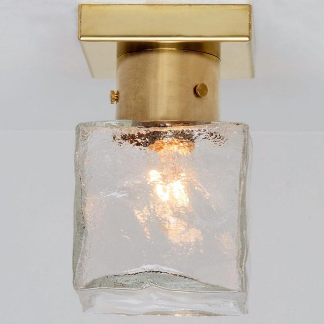 1960s Square Glass and Brass Light Fixture from J.T. Kalmar, Austria, 1960 For Sale - Image 5 of 16