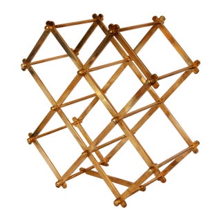 Vintage Solid Brass Sculpture Wine Rack For Sale