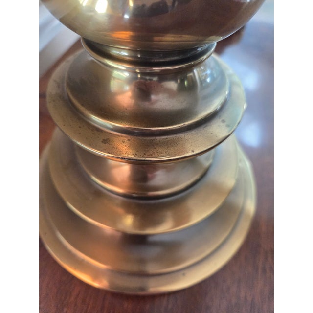 Metal Vintage Mid Century Modern Brass Stiffel Lamps - A Pair For Sale - Image 7 of 16
