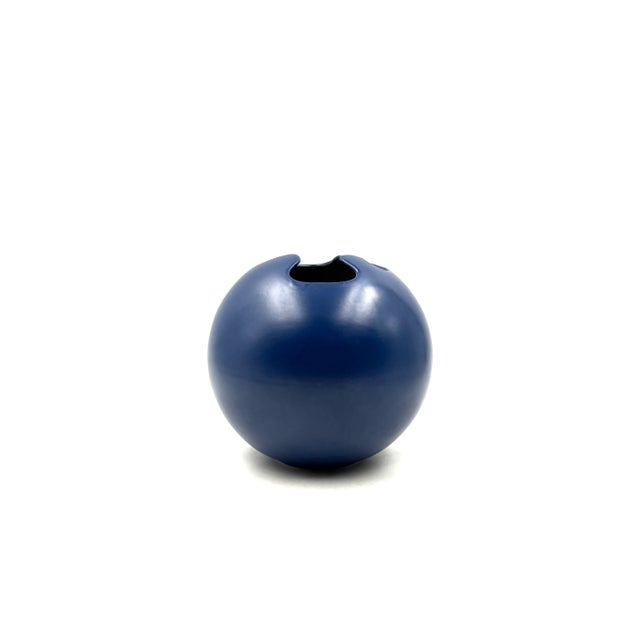 Modern Blue Spherical Ceramic Vase, Italy 1970 For Sale - Image 6 of 10