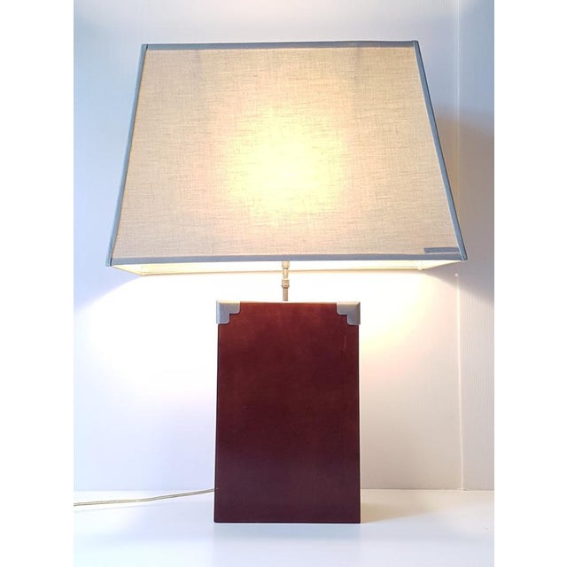 Animal Skin Leather Lamp by Jacques Adnet, 1970s For Sale - Image 7 of 9