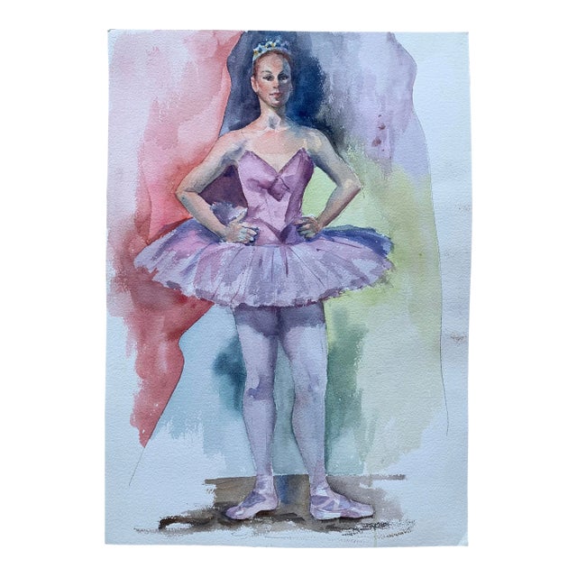 1980s Original Watercolor of a Ballerina For Sale