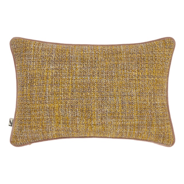 Textured Woven Cushion with Velvet Piping by Villa Como For Sale