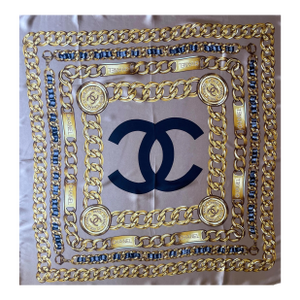 Chanel Grey Chain Silk Scarf