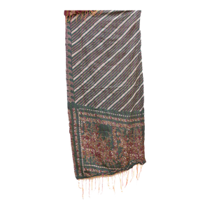 Floral Border Silk Kantha Reversible Throw