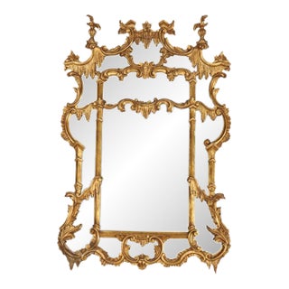Large Antique French Rococo Style Gilt Wood Mirror C1930 For Sale