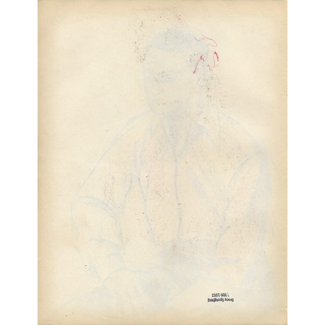 Grace Spongberg (American, 1906-1992) figure drawing of a man, graphite on paper, estate stamp on reverse. Grace Spongberg...