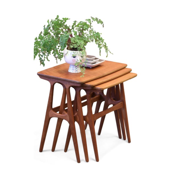 Nesting Table in Teak by Johannes Andersen for CFC Silkeborg, Denmark, 1960s, Set of 3 For Sale - Image 14 of 16
