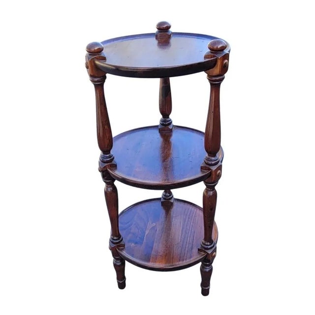 1970s Ethan Allen Old Tavern Collection Pine 3 Tier Etagere Stand Table, Circa 1970s For Sale - Image 5 of 5