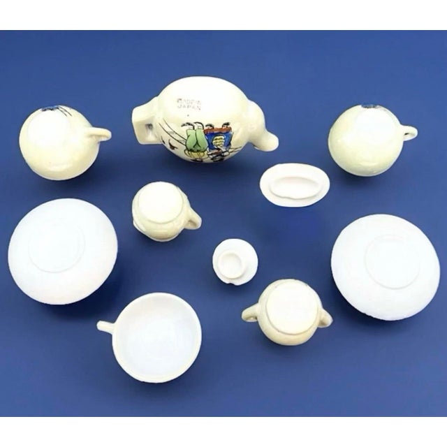 Vintage Japan Childrens Mini Lusterware Tea Set Dutch Boy Girl Pearlescent Toy For Sale - Image 12 of 12