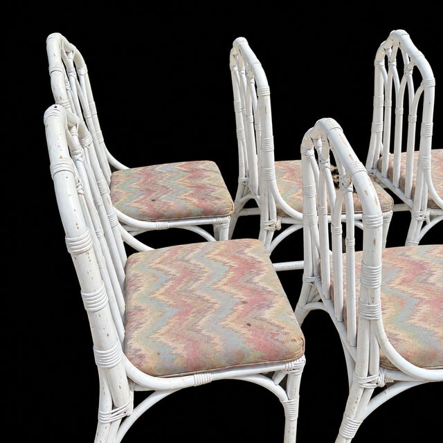 Henry Link Vintage Henry Link for Lexington Rattan & Wicker Cathedral Dining Chairs - Set of 6 For Sale - Image 4 of 9