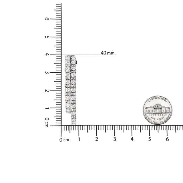 Early 21st Century 14K White Gold 4.0 Cttw Diamond Asymmetrical Inside Out Double-Hoop Earrings (I-J Color, I1-I2 Clari For Sale - Image 5 of 5