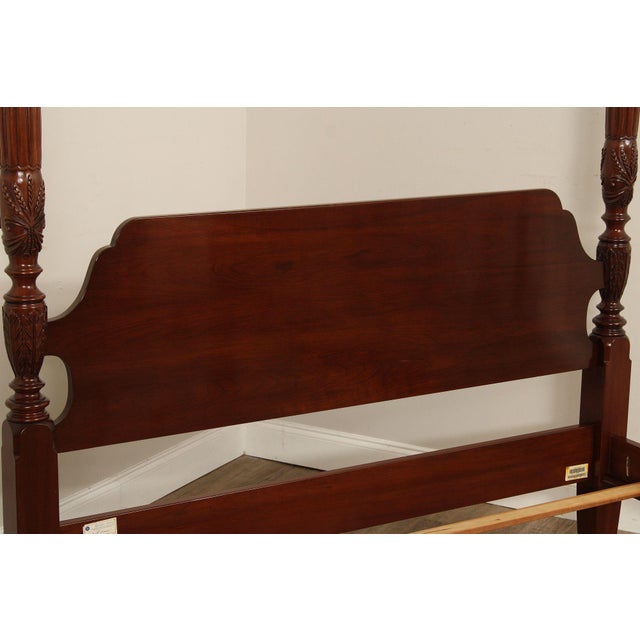 Ethan Allen 'Georgian Court' Cherry Rice Carved Queen Size Poster Bed For Sale - Image 11 of 18
