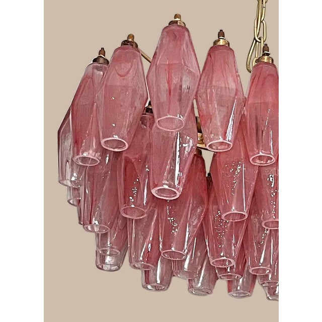 2020s Mid-Century Modern Murano Poliedri Chandelier " Carlo Scarpa" 138 Pink Alabaster Glasses For Sale - Image 5 of 6