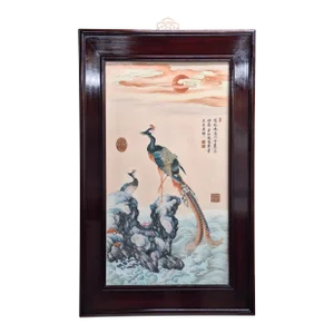 Chinese Framed Porcelain Fenghuang Plaque